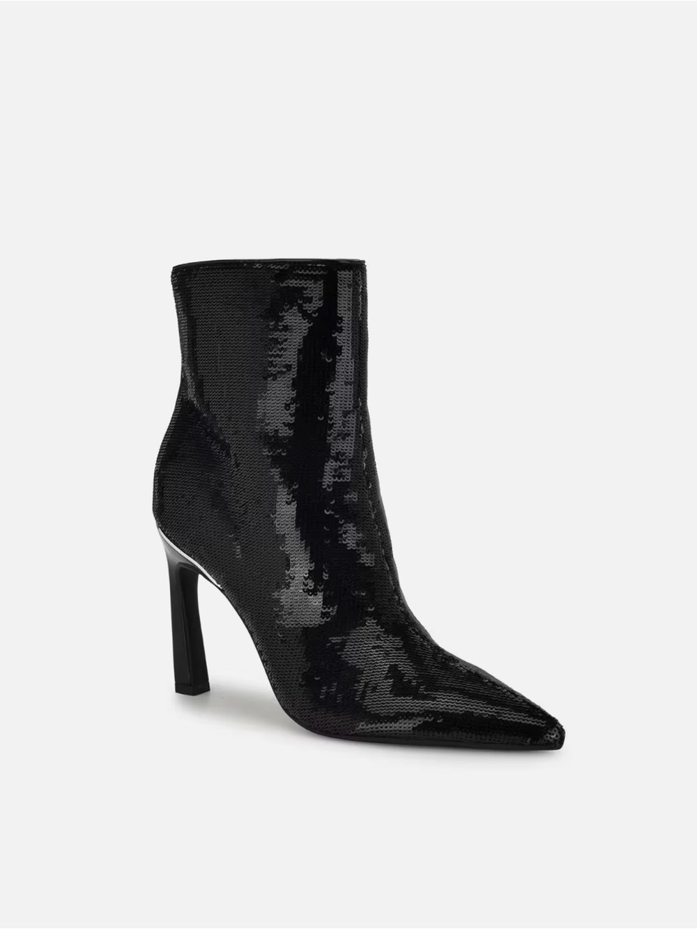 Nine West Black Sequin Pointed Toe Stiletto Ankle Bootie